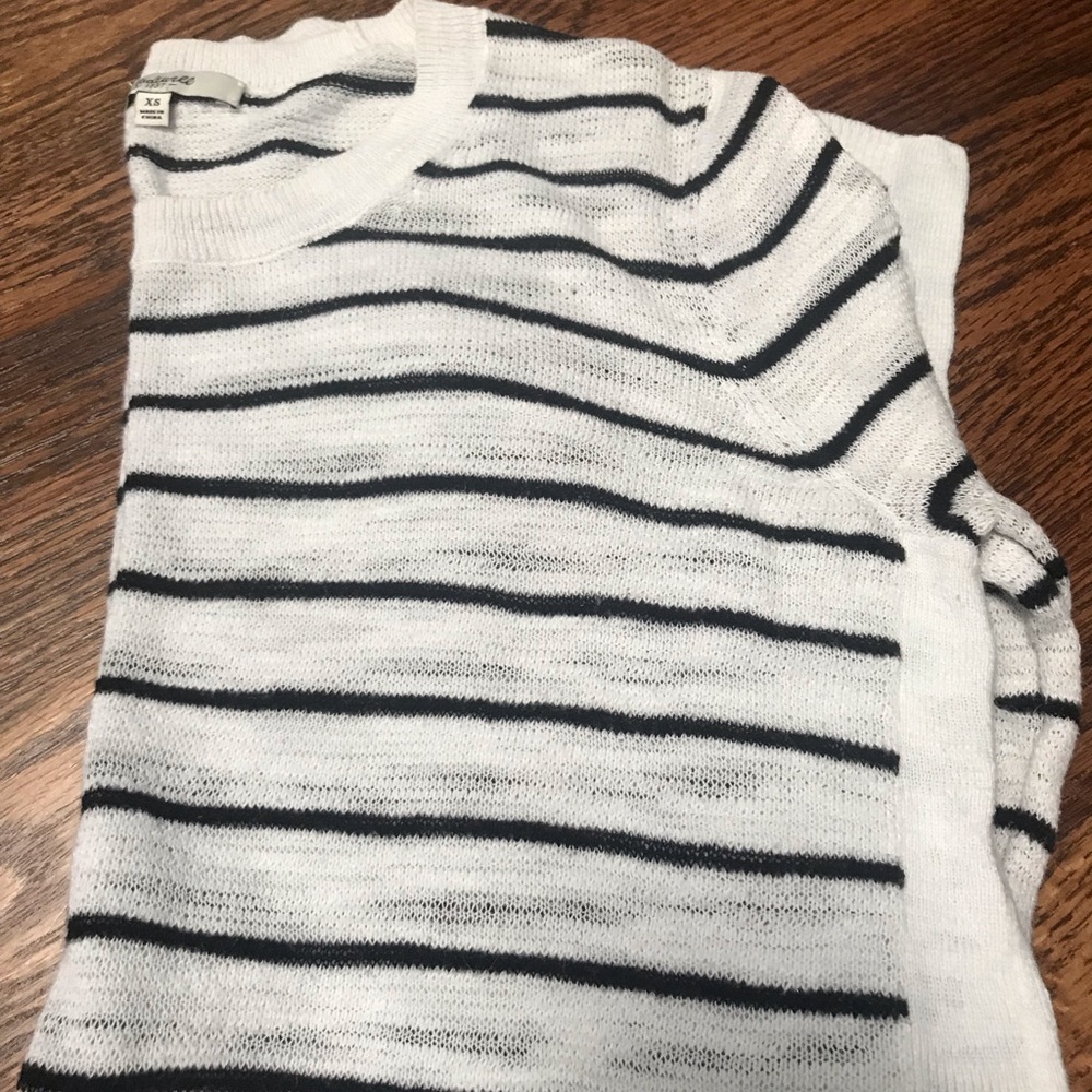 Madewell white and navy stripe sweater